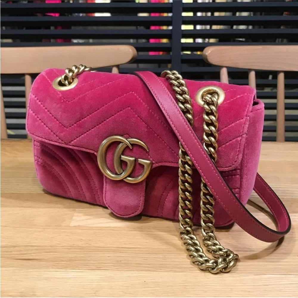 SOLD Gucci Pink Suede Marmont Bag